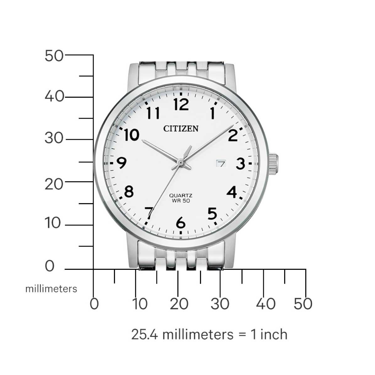 CITIZEN CLASSIC με Λευκό Καντράν και Ατσάλινο μπρασελέ BI5070-57A